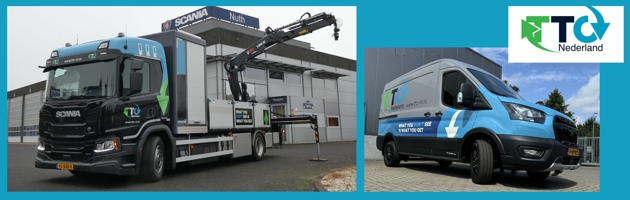 Hybride techniekauto en hybride bus van TTC